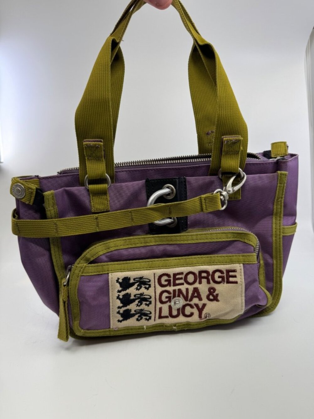 Vintage George Gina Lucy "Okinawa Punk" Y2K Cargo Nylon Bag Purple Multi Pocket